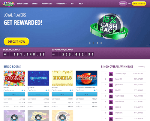 Bingo for Money Homepage