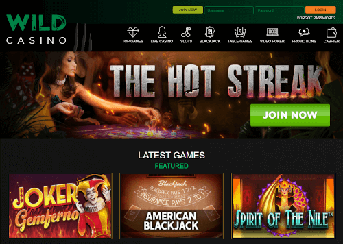 Wild Casino Homepage