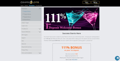 CryptoSlots Casino Bonuses