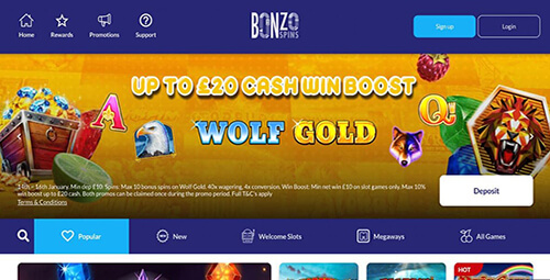 Bonzo Spins Homepage