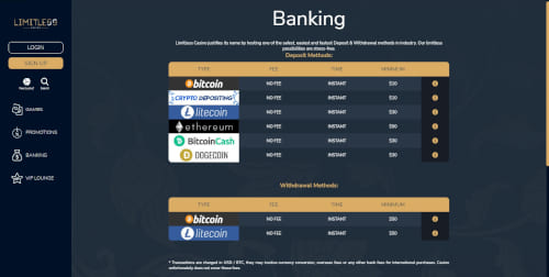 Limitless Casino Payments