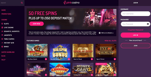 Pink Casino Home Page