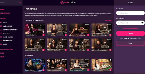 Pink Casino Live Dealers
